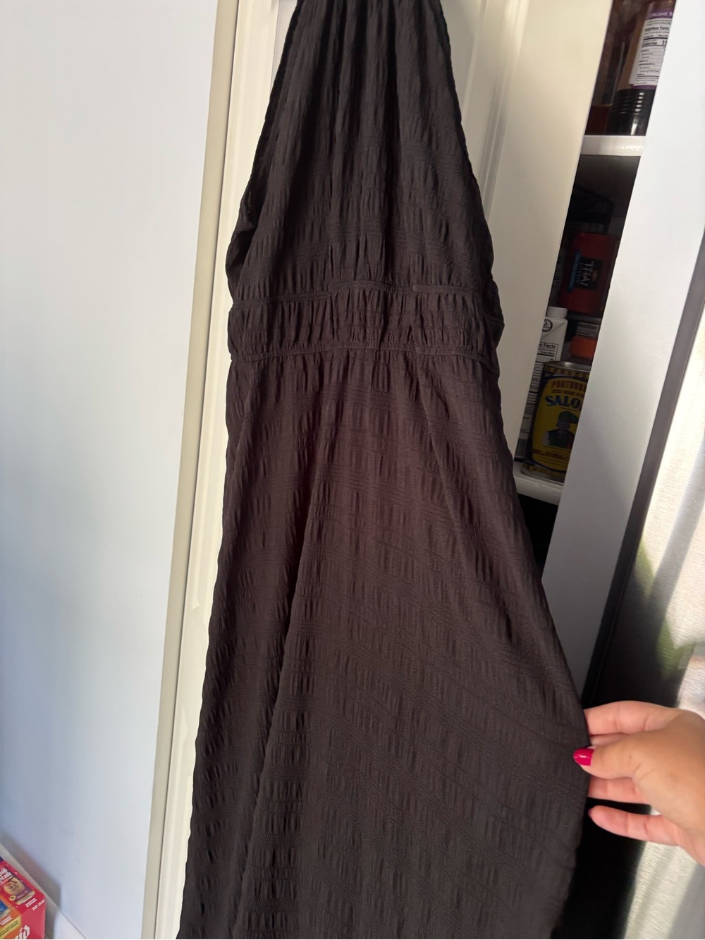 SHEIN Black Textured Halter Maxi Dress
